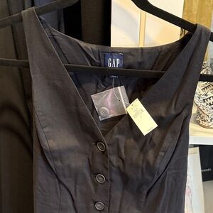 GAP Black Vest Button Front linen Dress